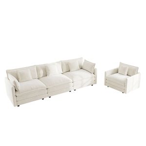 Set Divano Moderno a 3 Pezzi per Soggiorno 1+ Divano Sezionale Imbottito con Seduta Profonda per Appartamento 1+ - Product Image 3