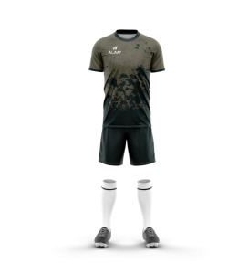 Maillots de football personnalisés noir et vert, design par sublimation, uniforme de football à séchage rapide, maillot imprimé en mesh, ensembles de football - Product Image 4