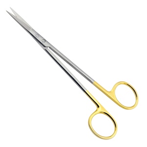 Tijeras Quirúrgicas Kelly de 16 cm, Rectas y Curvas, de Acero Inoxidable con Inserciones de Carburo de Tungsteno, Puntas Afiladas, Mango Dorado con Acabado Pasivado - Product Image 1