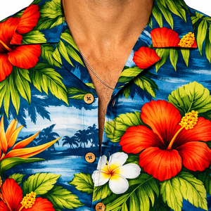 Camiseta Hawaiana Premium para Hombre, Ligera, 100% Algodón, Cuello Alto, Duradera, Informal y a la Moda - Product Image 6