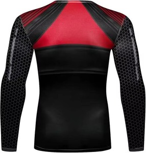 <b>Men's</b> Full Sleeve <b>Compression</b> Rash Guard Black Red Digital Print Quick Dry Spandex Polyester UPF50+ Eco-Friendly Breathable - Product Image 3
