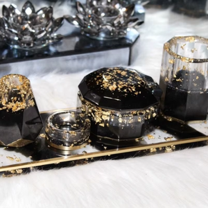 Juego de Accesorios de Baño de Resina Duradera Hechos a Mano, Importados, Fabricados en India para el Hogar - Product Image 1