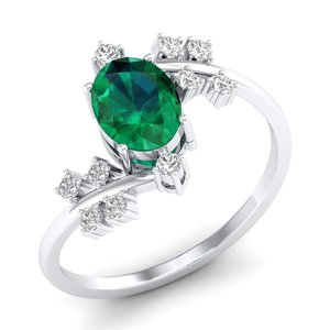 REYES Wholesale Price Oval Cut 1.2Ct <b>Emerald</b> Gemstone Wedding Gift <b>Rings</b> Solid 925 Sterling <b>Silver</b> Moissanite Birthstone <b>Ring</b> - Product Image 2