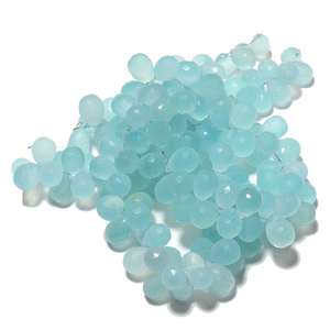 Perles de chalcédoine aqua naturelle en forme de goutte, facettées, pour la fabrication de bijoux, pierres en vrac - Product Image 4