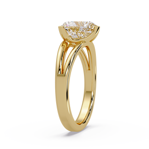 Anillo de compromiso elegante de oro puro de 14K con diamante solitario de corte corazón cultivado en laboratorio, certificado IGI, con banda dividida, para mujer - Product Image 3