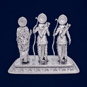 Idole Ram Darbar plaquée argent 999 de Jaipur Metals |   Statue de dieu hindou 100% en laiton |   11 x 8 x 8,5 cm |   250 g |   Pooja et Cadeau - Product Image 4