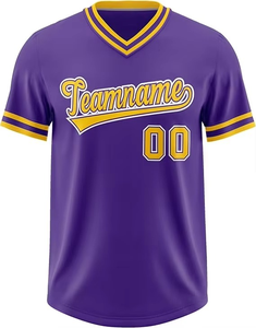 Camiseta de Béisbol de Alta Calidad para Hombre, Cuello en V, Manga Corta, Estampado por Transferencia de Calor, Uniforme Deportivo Sólido, 100% Poliéster - Product Image 2