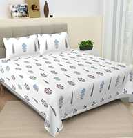 Parure de lit en coton faite à la main avec imprimé floral au tampon et 2 taies d'oreiller – Lot en gros de draps en coton avec housses de coussin