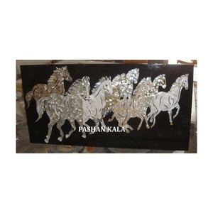 Plateau de table rectangulaire en marbre blanc Dura Petra, fait main, finement poli, avec incrustation de motifs floraux, fournisseur et grossiste indien - Product Image 1