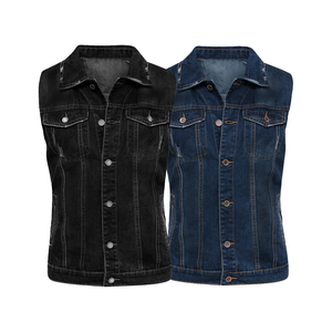 Gilet en denim robuste en coton de qualité supérieure – Veste de travail classique sans manches avec coutures renforcées - Product Image 1