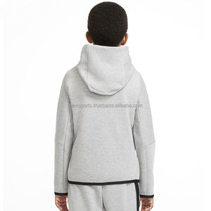 Sweat-shirt à capuche zippé pour enfants, couleur unie, logo personnalisé, manches longues, sport, décontracté, respirant - Product Image 2
