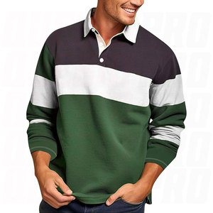 Nouveau design Maillot de rugby Polo Homme Vente en gros Col polo Épaules tombantes Color block Oversize Sweat-shirts de rugby Vêtements de sport - Product Image 1