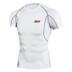 เสื้อรัดกล้ามเนื้อแขนครึ่งสำหรับผู้ชายแบบกำหนดเอง เสื้อยิมออกกำลังกายพร้อมออกแบบและโลโก้ตามสั่ง ชุดกีฬาสำหรับการฝึกซ้อม เสื้อรัดกล้ามเนื้อประสิทธิภาพสูง - Product Image 1