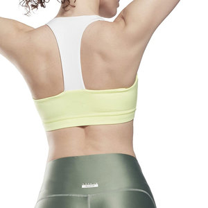 Sujetador deportivo amarillo para mujer, espalda cruzada, cuello en U, alta sujeción, transpirable, para yoga y fitness, tallas grandes, secado rápido, con almohadillas extraíbles y cristales. - Product Image 2