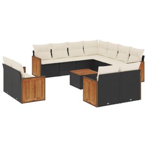 Conjunto de Sofás Modulares Grandes de Ratán PE Negro para Jardín, Muebles Modulares Elegantes para Exteriores - Product Image 2