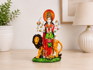 Estatua de Resina de la Diosa Maa Durga con León, Hecha a Mano, Tradicional, Religiosa, Cultural, Ídolo, Figura Decorativa para el Hogar, Diwali, Inauguración de Casa - Product Image 1