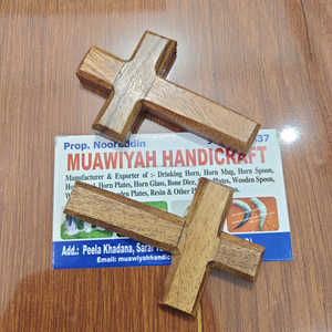 Perfect quality Wooden Cross small polished wooden cross appears to be a handcrafted tabletop decoration Christmas wall decor - Product Image 2
