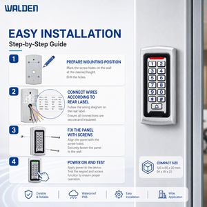 Sistema di Controllo Accessi Autonomo in Metallo, Tastiera Impermeabile IP67, Controllo Accessi Elettronico RFID per Porte - Product Image 6