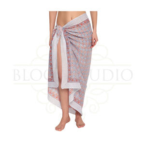 Pareo de Algodón Estampado a Mano Más Vendido para Mujer, Ligero, para Cubrir el Bikini, Ropa de Playa y Resort para Verano - Product Image 4