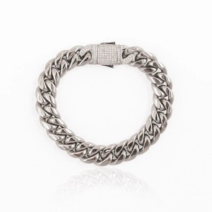 Bracelet gourmette cubaine de luxe en argent 925 plaqué rhodium pour hommes et femmes, chaîne épaisse avec fermoir en moissanite glacée, bijoux hip-hop - Product Image 1
