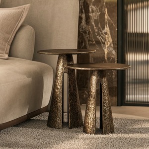 Mesas de Centro Redondas Metálicas Contemporáneas con Acabado Antiguo, Muebles de Sala de Estar, Diseño Decorativo de Base - Product Image 3