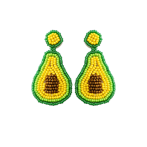 Summer Fruit Jewelry Felt <b>Back</b> Seed Bead Avocado <b>Drop</b> for Women Cinto De Mayo Green Bead Embroidery Avocado BY MULTI CRAFT - Product Image 1
