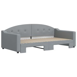 Lit de repos gris clair en polyester avec lit gigogne en métal, bois, contreplaqué et mousse – Lits confortables - Product Image 3