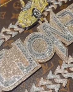 Pendentif personnalisé avec nom en lettres serties de diamants, argent 925, pendentif en moissanite VVS, bijoux hip hop, collier avec pendentif lettre initiale personnalisée - Product Image 3