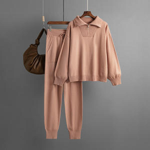 Conjunto de Suéter de Dos Piezas de Punto Casual, Talla Única, Corte Regular, Color Sólido, Ecológico, Moda Europea y Americana - Product Image 6