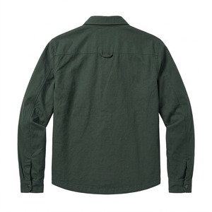 <b>Men's</b> Olive Green Canvas <b>Shirt</b> Techwear Jacket Turn Down Collar <b>Zip</b> <b>Up</b> Front Pockets Workwear Style Smart Casual - Product Image 5