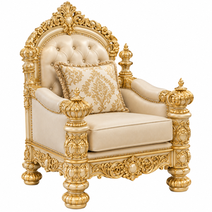 Collection de meubles de salon de style Versailles de luxe, canapé et chaises en bois sculpté doré ivoire majestueux, ensemble de salon rococo - Product Image 4