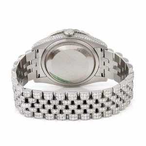 Luxury <b>Iced</b> <b>Out</b> Moissanite Quartz <b>Watch</b> 40mm Silver Diamond Bust Down Stainless Steel Hip Hop - Product Image 4