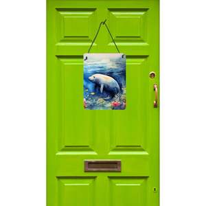 Nouveau multicolore 12x16 aluminium métal mur porte suspendus impressions lamantin Plaque pour cuisine Bar décor à la maison porte d'entrée-multicolore - Product Image 2