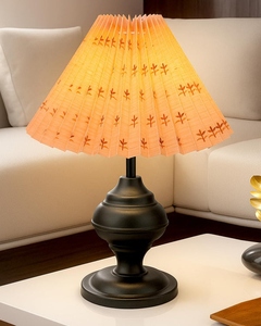 Modern black metal <b>table</b> <b>lamp</b> floral pleated shade E27 holder bedside night light for <b>study</b> office home decor wholesale - Product Image 3