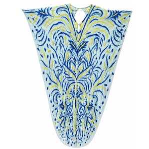 Abaya bleue élégante, best-seller, avec broderies de perles complexes et détails de franges décoratifs pour femmes, disponible à la vente - Product Image 4