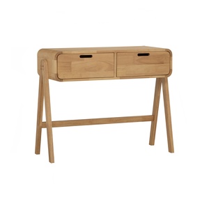 Modern Contemporary Natural Oak Solid Wood <b>Console</b> <b>Table</b> Entryway <b>Table</b> Drawers <b>Storage</b> Round Corner Style for Living Room Use - Product Image 1