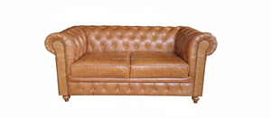 โซฟาเชสเตอร์ฟิลด์ 2 ที่นั่ง หุ้มหนังพรีเมียม ดีไซน์กระดุมแบบคลาสสิก นั่งสบาย สวยงาม เหมาะสำหรับห้องนั่งเล่น - Product Image 3