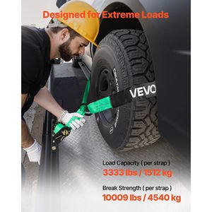 Kit di Ancoraggio per Ruote Resistente da 4500 kg con Cinghie a Cricchetto per Auto e Rimorchi, Stile Pneumatico, con Elevata Forza di Ritenuta - Product Image 3
