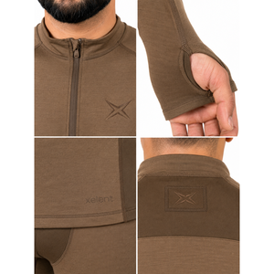 Ensemble de sous-vêtements thermiques pour homme en laine mérinos 120 GSM avec fermeture éclair 1/4, personnalisable avec étiquette privée, pour la chasse - Product Image 4