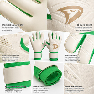 ถุงมือผู้รักษาประตูฟุตบอลแบบม้วนได้ รุ่นพรีเมียม ยี่ห้อ Dravelle Industry |   สีขาวมุกและสีเขียวมรกต ชุดแข่งขันและฝึกซ้อม ขายส่ง - Product Image 5