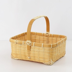 Cestas de flores para boda, la mejor opción, hermosas cestas hechas a mano con asas de bambú blanco, venta al por mayor - Product Image 3