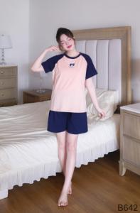 Ensemble de vêtements de maternité en coton doux, extensible dans 4 directions, respirant et absorbant la transpiration, avec imprimé net, tenue décontractée B642 - Product Image 4