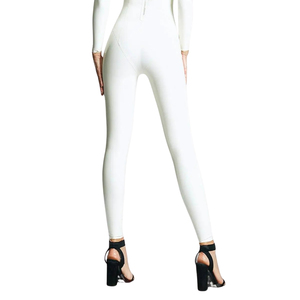 Mono blanco de manga larga con cintura alta y diseño hueco, sexy, para discoteca, ajustado, largo, para mujer - Product Image 4