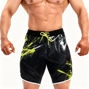 Shorts de bain pour hommes personnalisés en polyester, séchage rapide, cordon de serrage élastique, imprimé, légers, fabrication OEM - Product Image 6