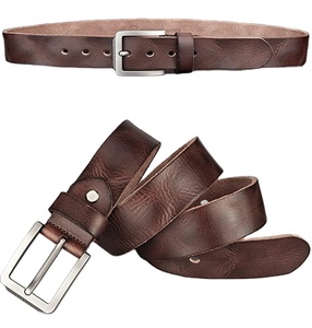 Cinturón de Cuero Vacuno Casual para Hombre con Hebilla Rectangular de Cobre, Estilo Vintage, Color Sólido y Duradero - Product Image 6