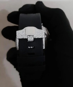 <b>Automatic</b> Luxury Sport Stainless Steel <b>Chronograph</b> Watch Crystal Mechanical Movement Fully Moissanite Bracelet Hip Hop Style - Product Image 4