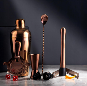 Ensemble d'outils de bar pour shaker à cocktails, finition cuivre de luxe – Kit de design haut de gamme en acier inoxydable - Product Image 2