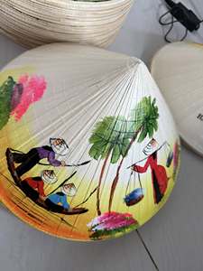 Traditional Vietnamese Conical <b>Straw</b> <b>Hat</b> Hand Painted Natural Fiber Sunscreen Beach Travel Headwear - Product Image 5