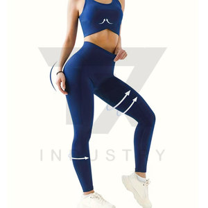 High Waist Ribbed Yoga <b>Leggings</b> Full Length Seamless Spandex/<b>Nylon</b> Four-Way Stretch Quick Dry Eco-Friendly Breathable Women - Product Image 5