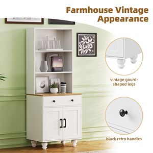 Mobile dispensa da cucina moderno di tendenza con 4 gambe a forma di zucca in legno massello, stile rustico, con ripiani regolabili - Product Image 5